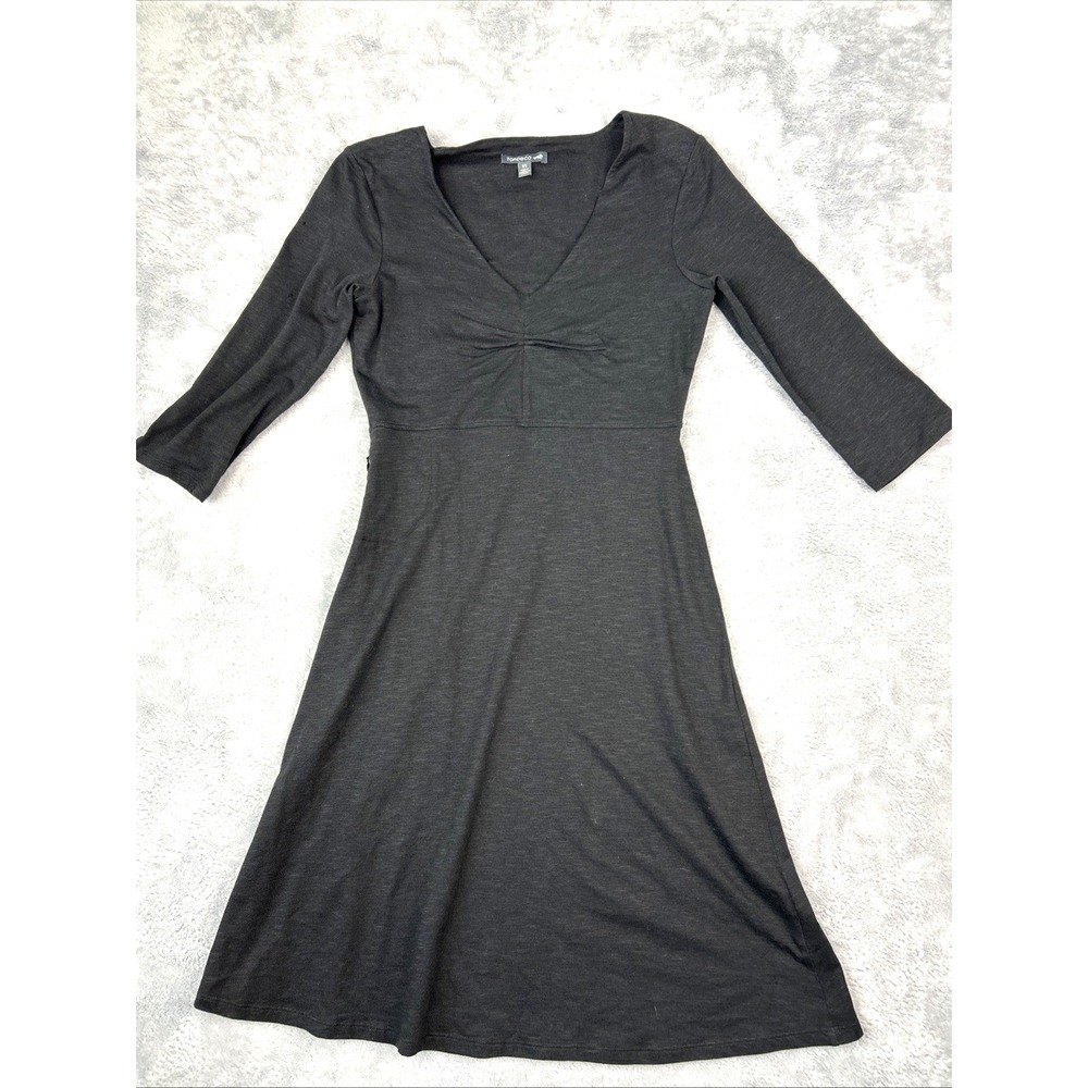 Toad & Co Dress Womens XSmall‎ Rosalinda 3/4 Sleeve Charcoal Gray Stretch Pocket